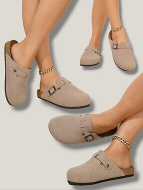 💥H.P💥 New 🤎 Emma New York Women's Nina Tan Suede Leather Cork Footbed Clogs